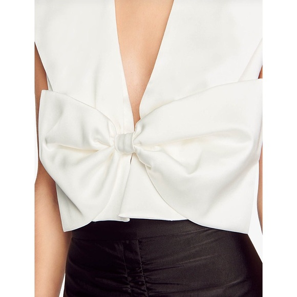 Sandro Tops - NWT Sandro Passy Bow Crop Top Size 1 — Designer Satin (Defect)